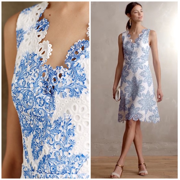 Anthropologie Dresses & Skirts - Anthro Eva Franco Eyelet Starflower Scallop Dress